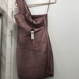 BCBGMaxazria dress, color- dkmauvrose - like a purplish/champagne lush color.